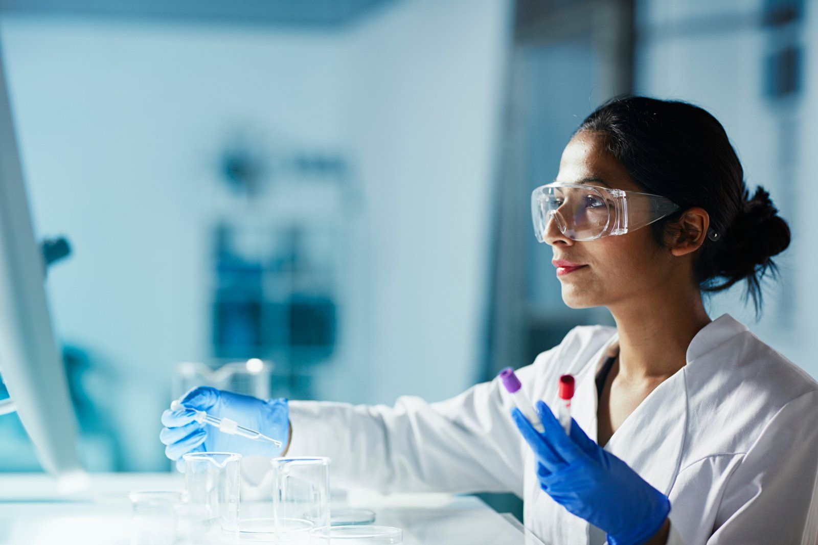 Laboratory scientist preparing samples