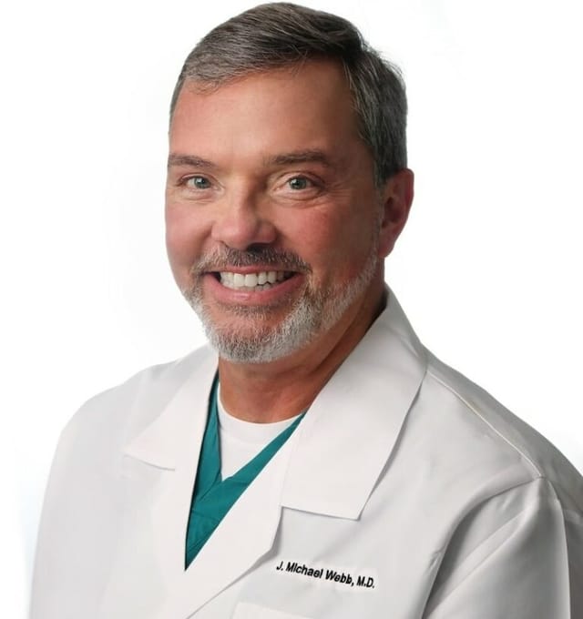 Headshot of J Michael Webb, FAAD, FACMS, MD, board-certified dermatologist at Tennessee River Dermatology
