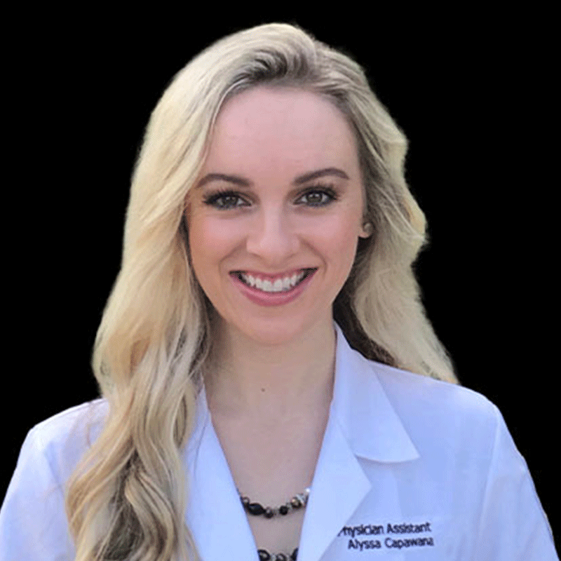 Headshot of Alyssa Capawana, PA-C, certified physician assistant at Florida Dermatology & Plastic Surgery