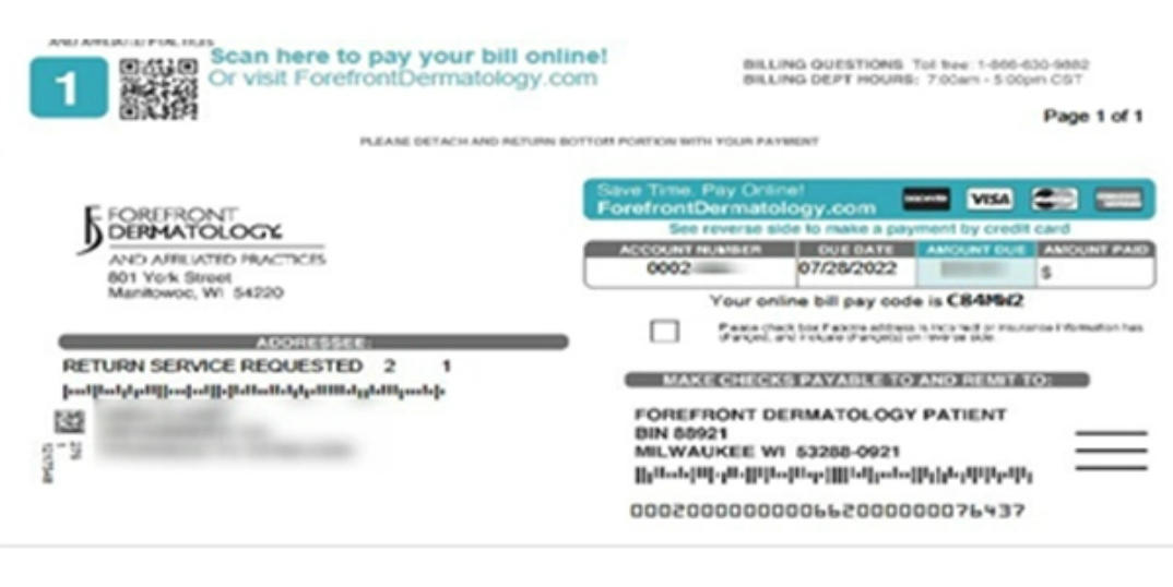 forefront dermatology bill pay